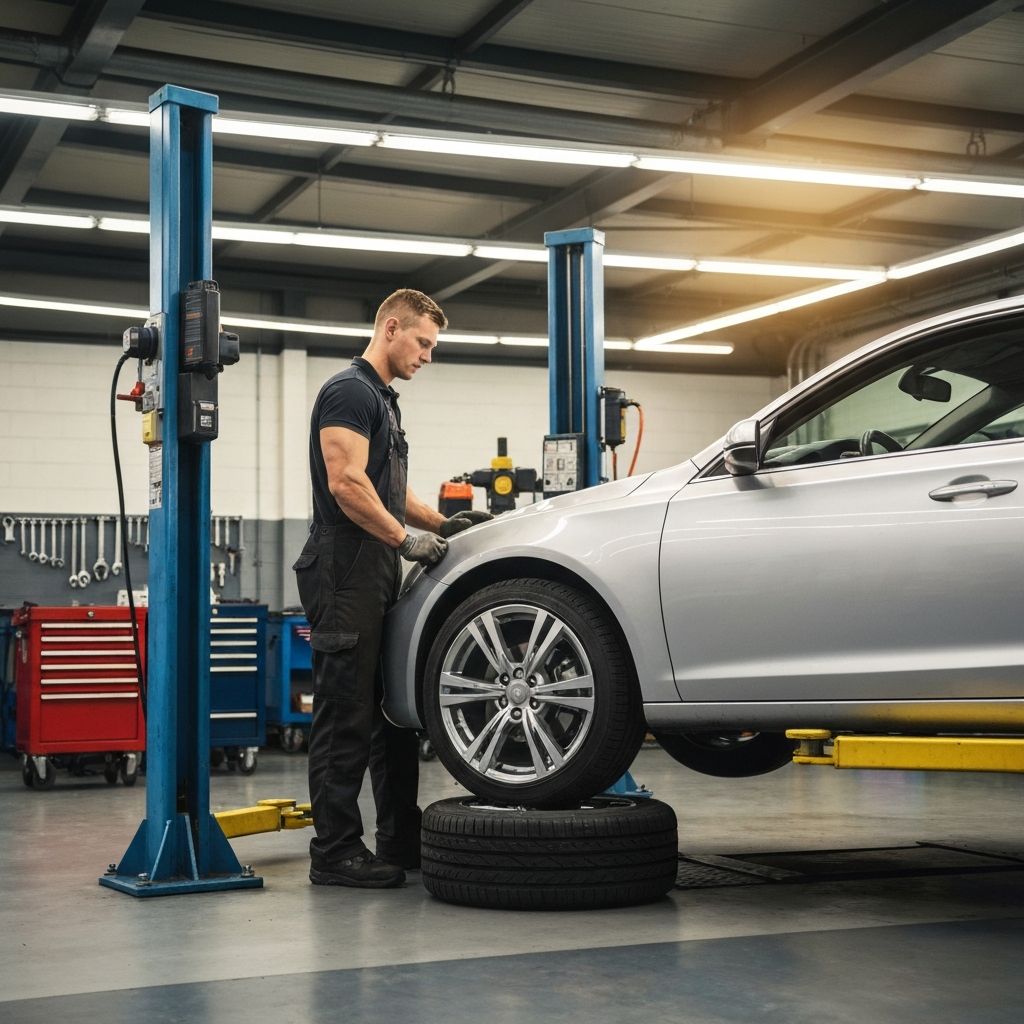 Technician fitting a tyre at Don Cornell's workshop in Bexley North